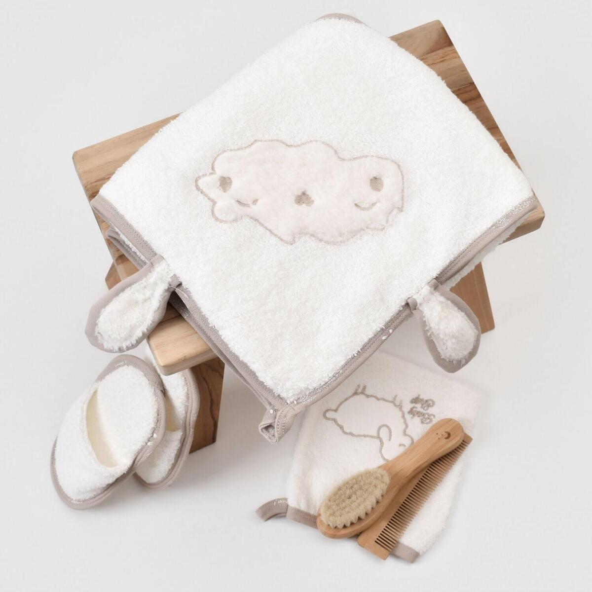 Bibaby Organik Bornoz Takımı Curly Sheep Bej