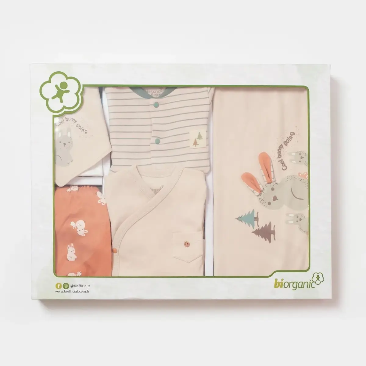 Bibaby Organik Hastane Çıkışı 10lu Cool Lines Bej - Hardal