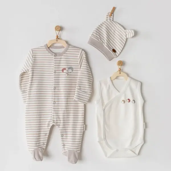 Andy Wawa Tulum Takımı 3lü Organik Newborn Baby Bej
