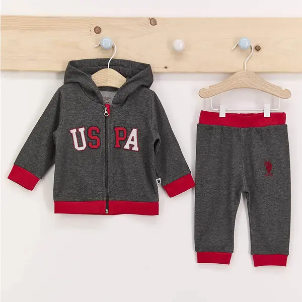 U.S. Polo 2li Takım Kapüşonlu Antrasit Melanj