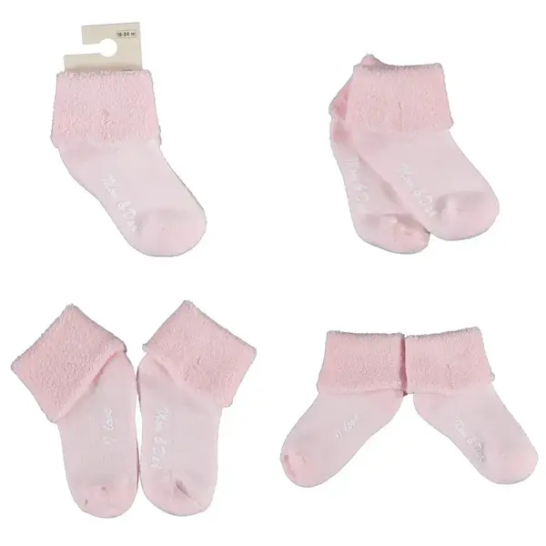 Bibaby Organik Çorap Soket Kaymaz Mom And Dad Pembe