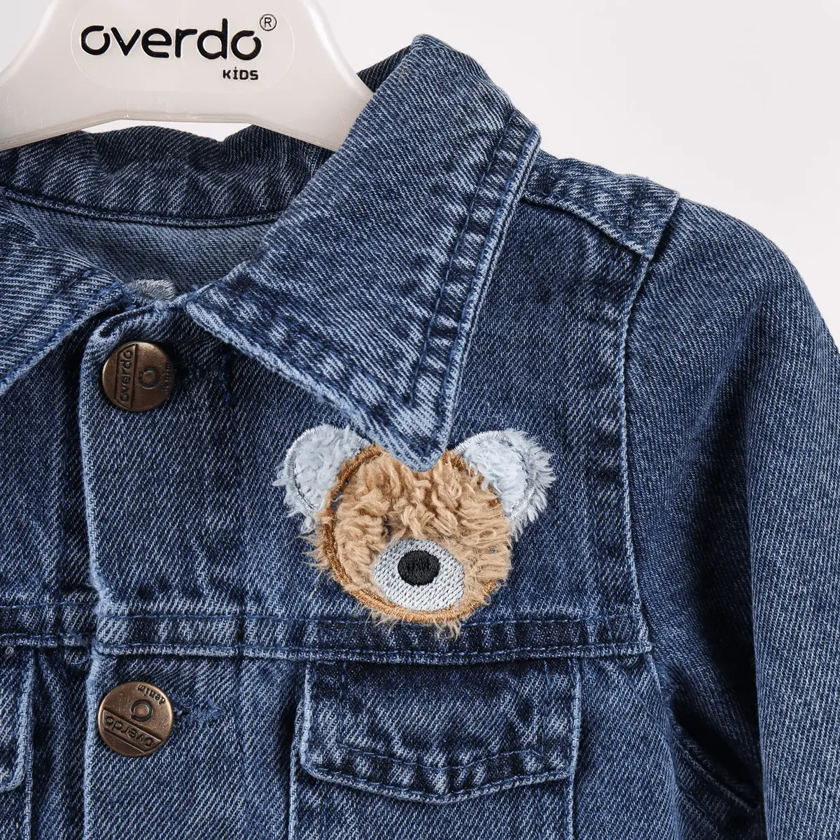 Overdo Ceket Ayıcık Nakışlı Kot