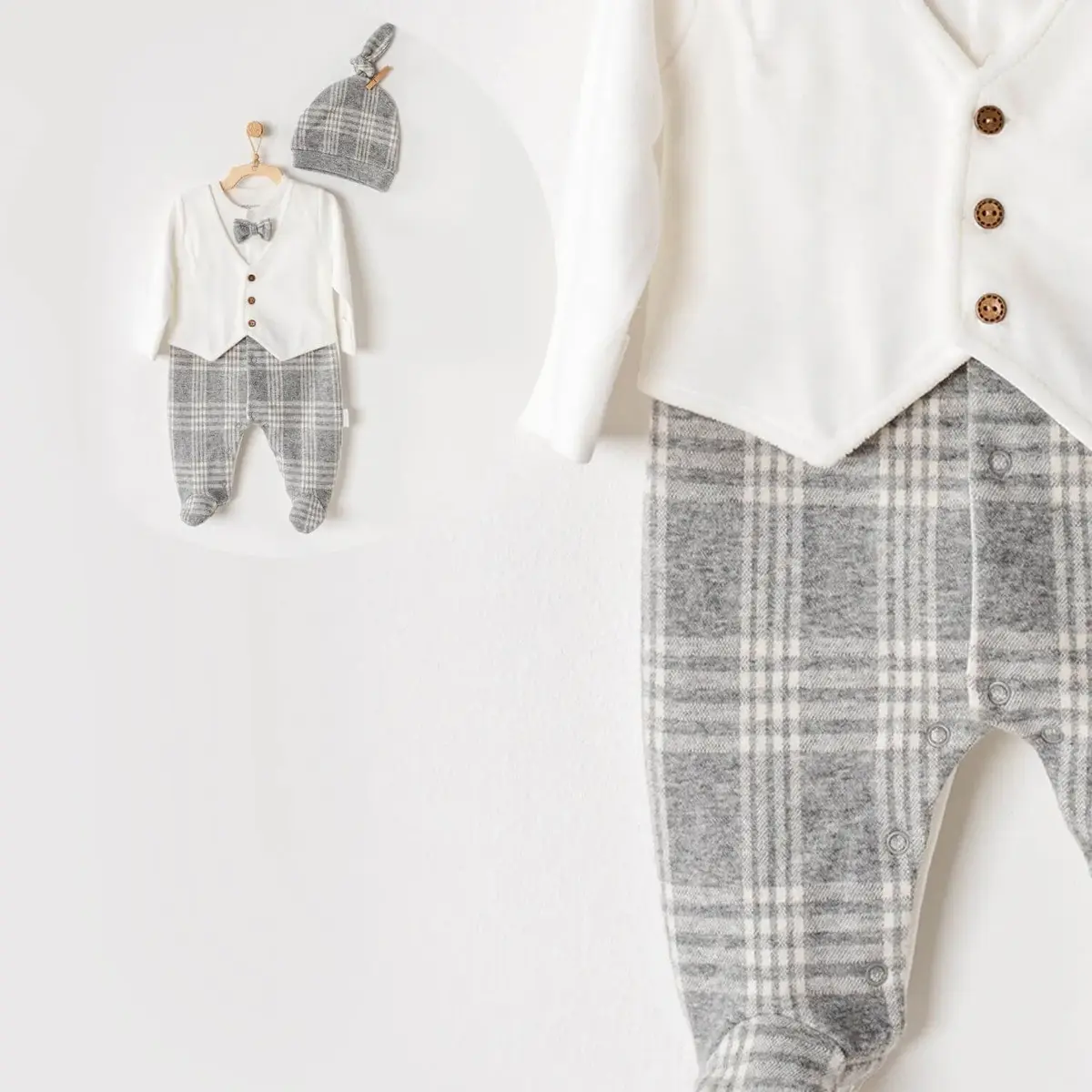 Andy Wawa Tulum Şapka Takım Little Hedgehog Gri