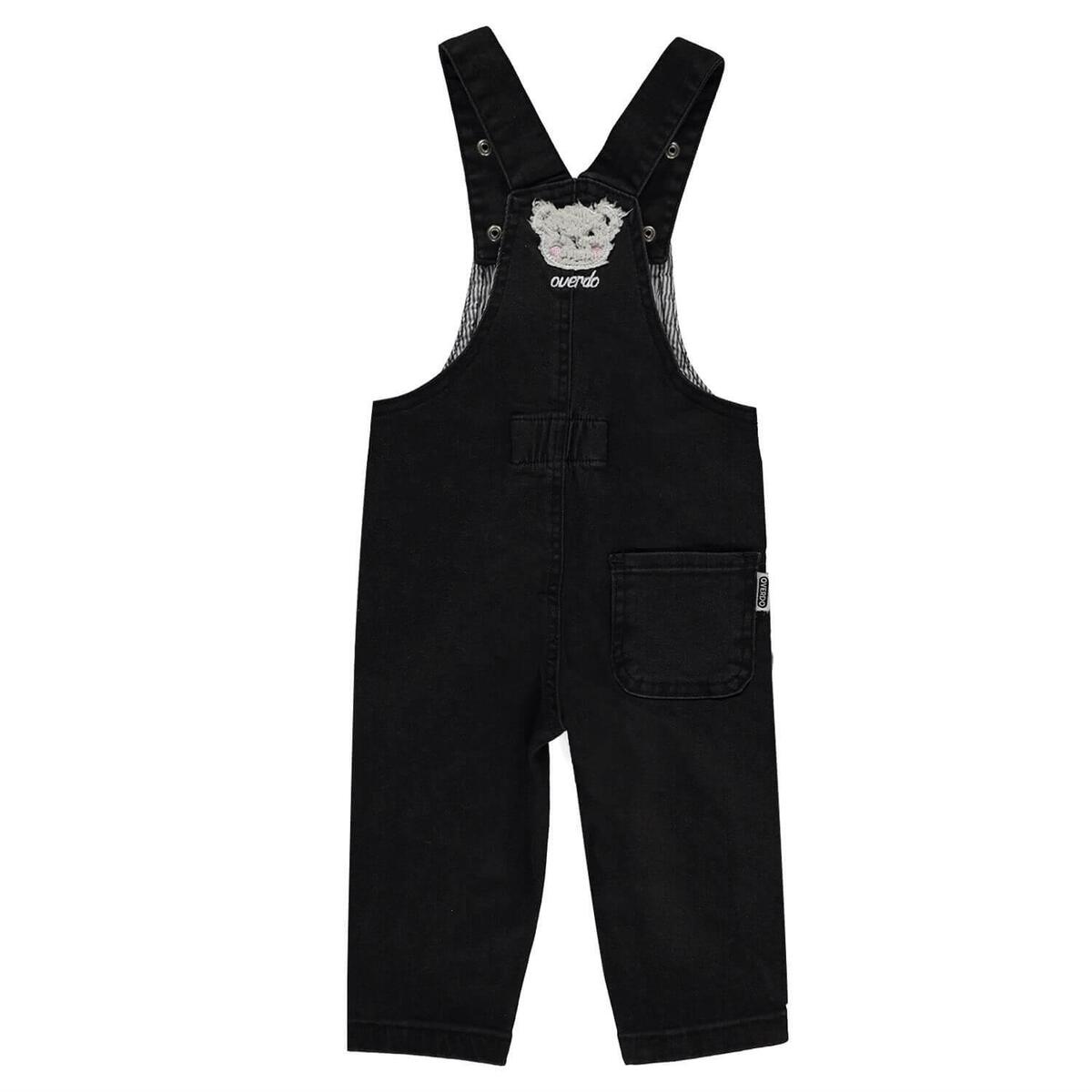 Overdo Salopet Nakışlı ve Ayıcıklı Siyah