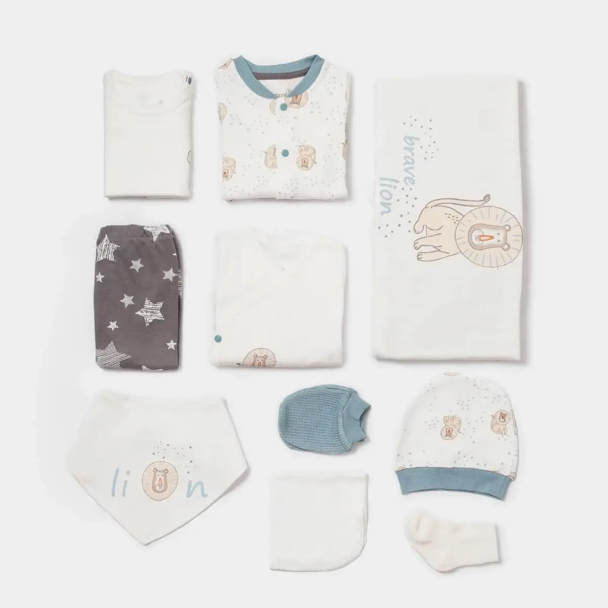 Bibaby Organik Hastane Çıkışı 10lu Brave Lion Ekru - Turkuaz