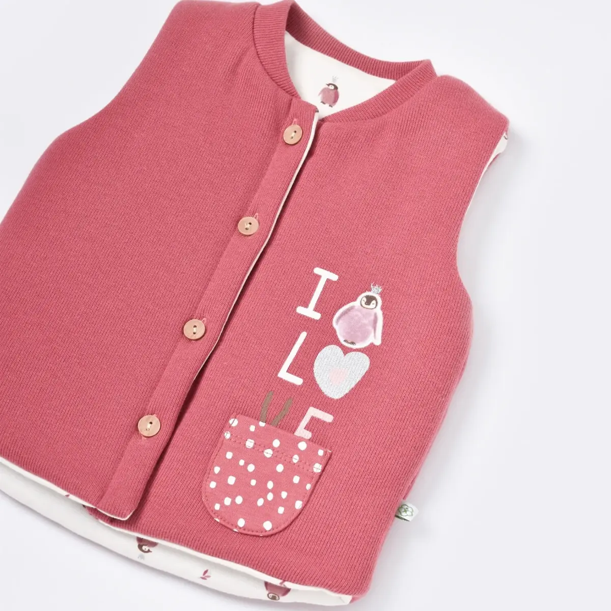 Bibaby Organik Yelek Little Love Rose Dry