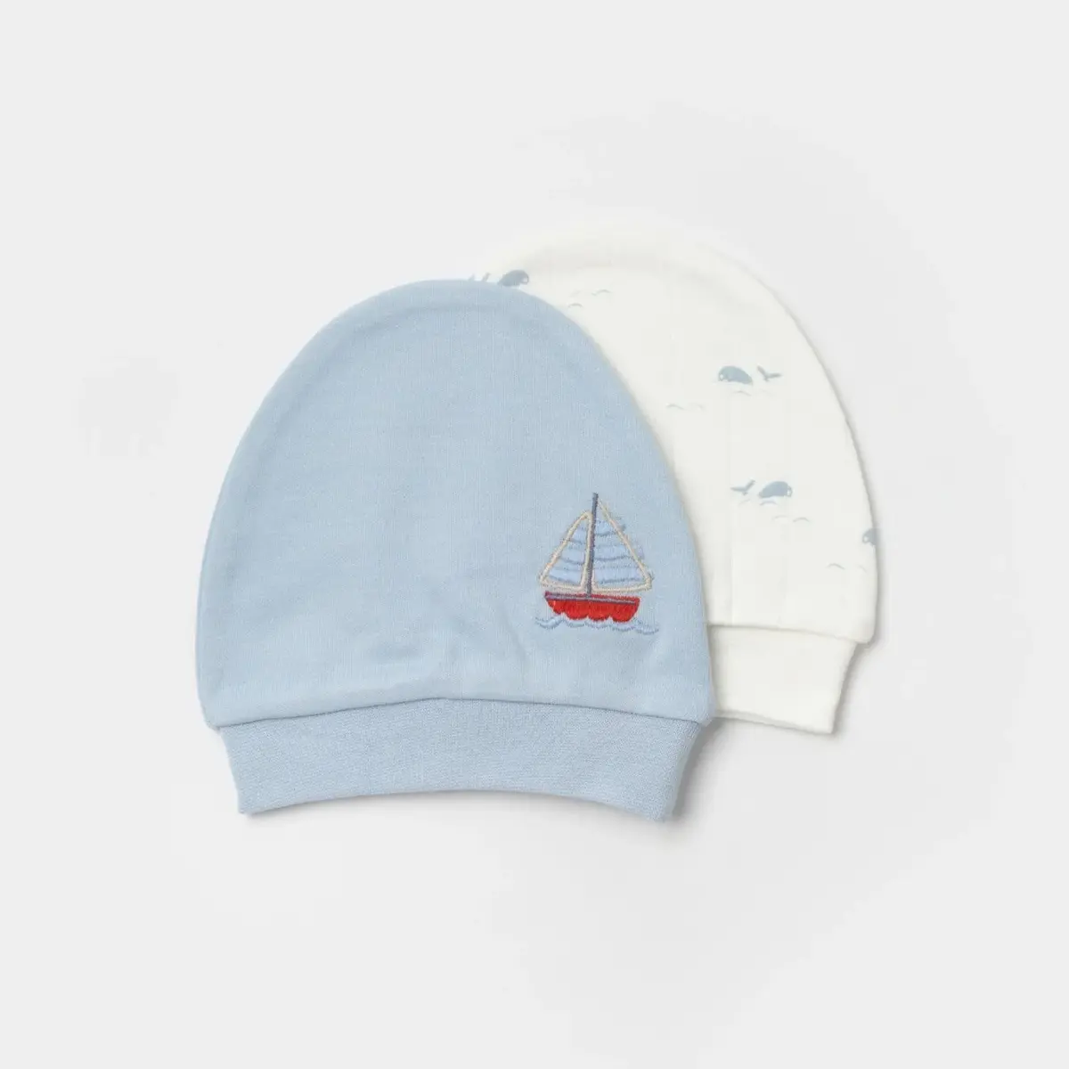 Bibaby Organik Şapka 2li Sun Lets Sail Ekru - Mavi