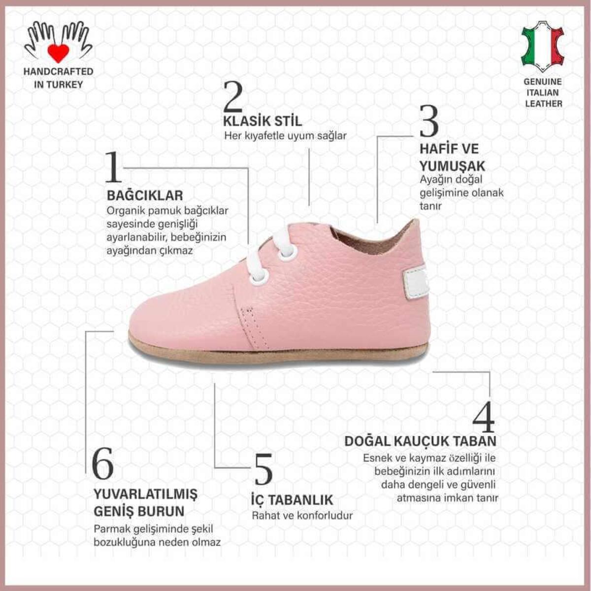 Ella Bonna Bebek Ayakkabısı Hakiki Deri Pembe