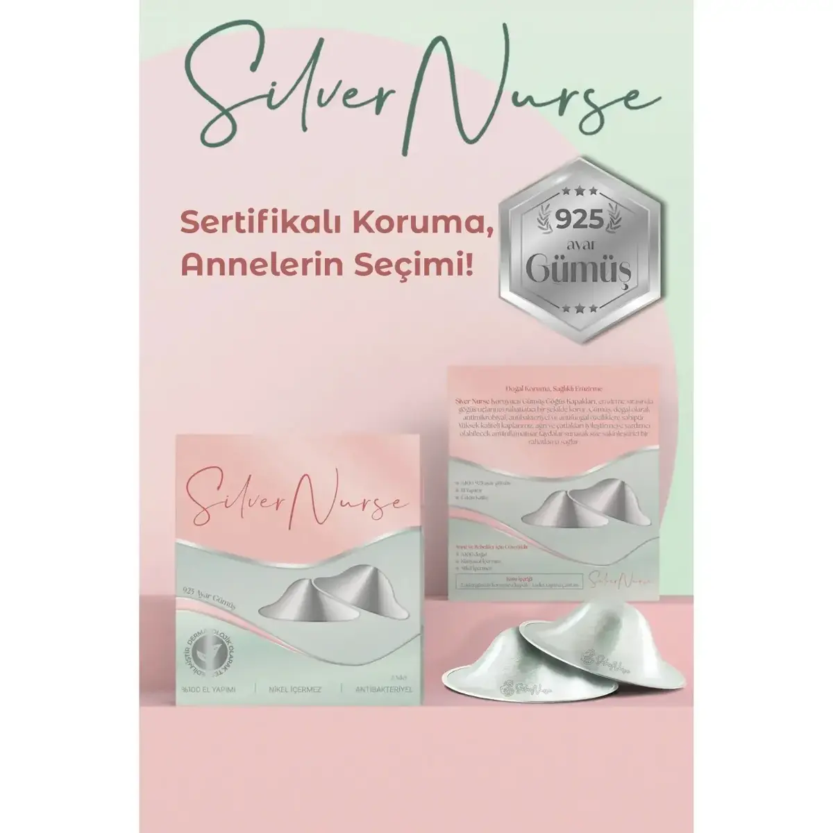 SilverNurse Koruyucu Göğüs Kapakları Gümüş 2li