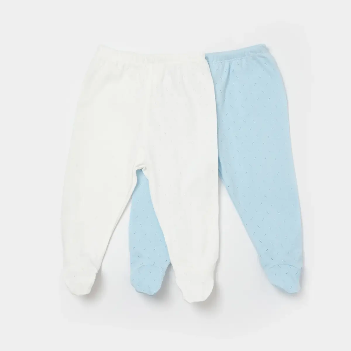 Bibaby Pantolon Patikli 2li Jakarlı Mavi - Ekru Bibaby Pantolon Patikli 2li Jakarlı Mavi - Ekru