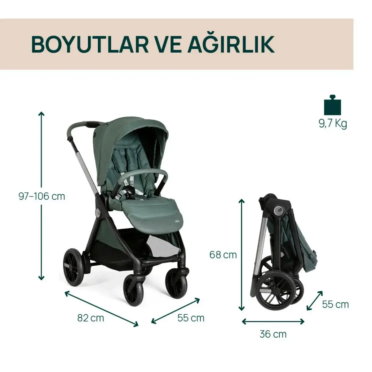 Chicco Bellagio Bebek Arabası Fir Tree