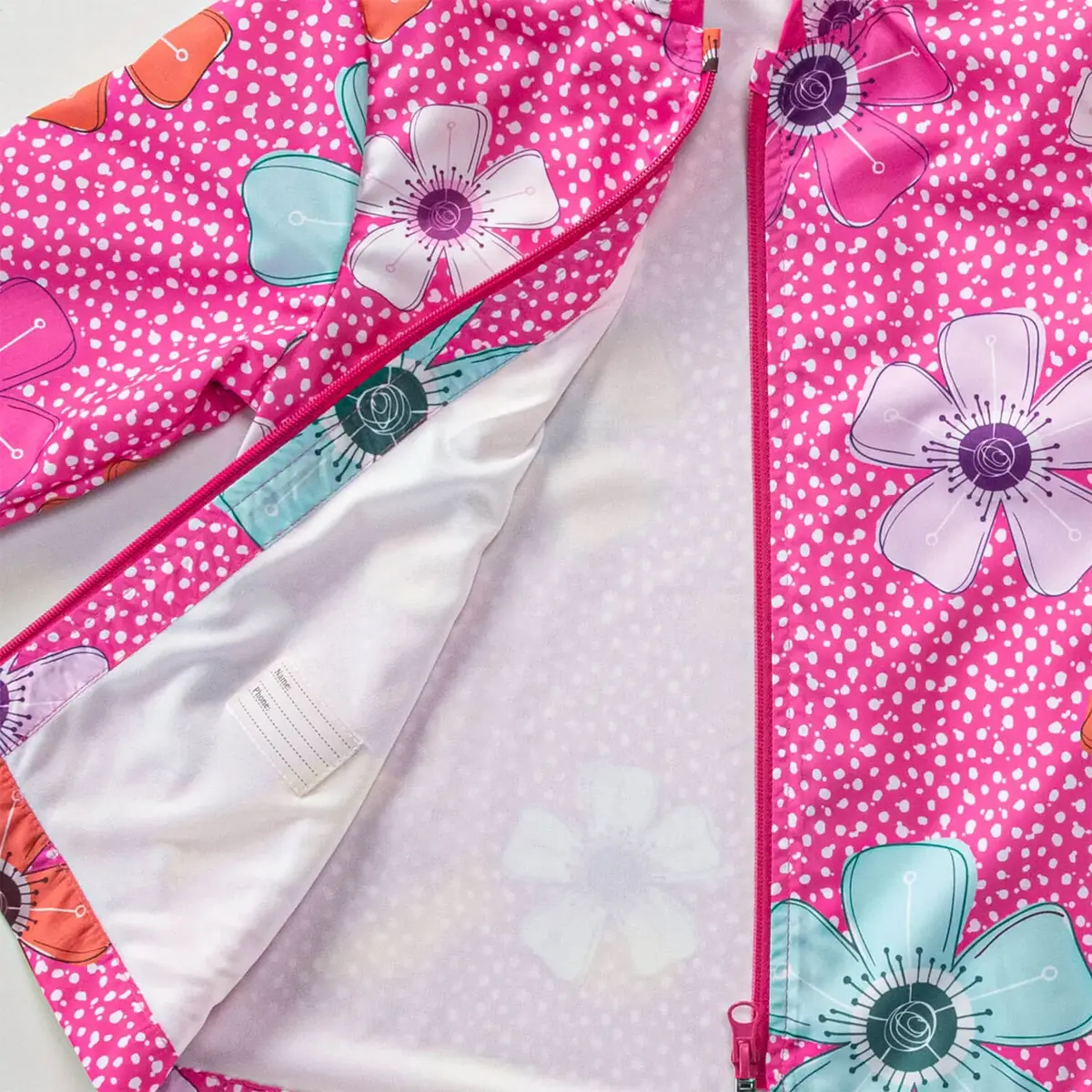 Midimod Yağmurluk Çiçek Baskılı Fuşya