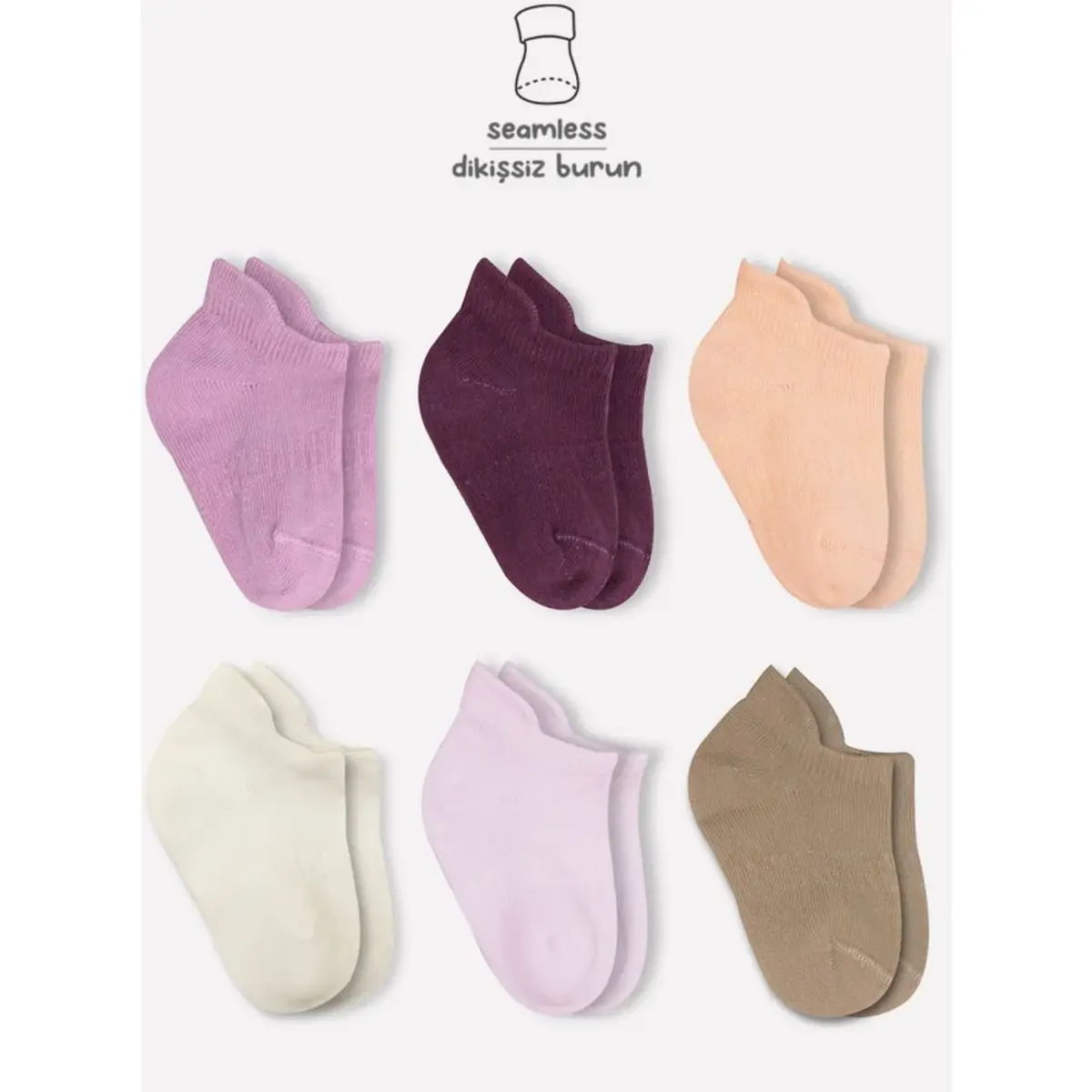 Bibaby Çorap Sneakers Bistyle 6lı Colors Gül Kurusu Bibaby Çorap Sneakers Bistyle 6lı Colors Gül Kurusu