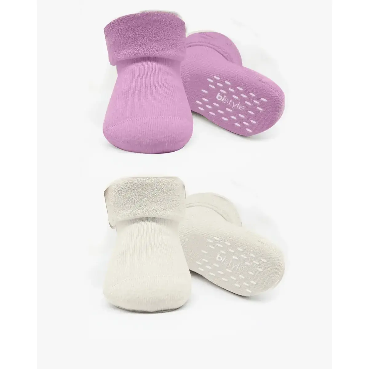 Bistyle Çorap Soket Havlu 2li Kaymaz Basic Girl Gül Kurusu - Natural