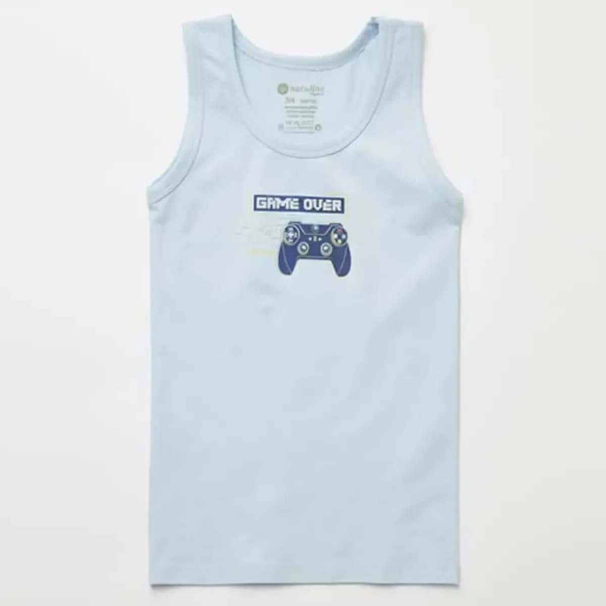 Natuline Organik Atlet Likralı Game Over 2li Mavi - Gri Melanj