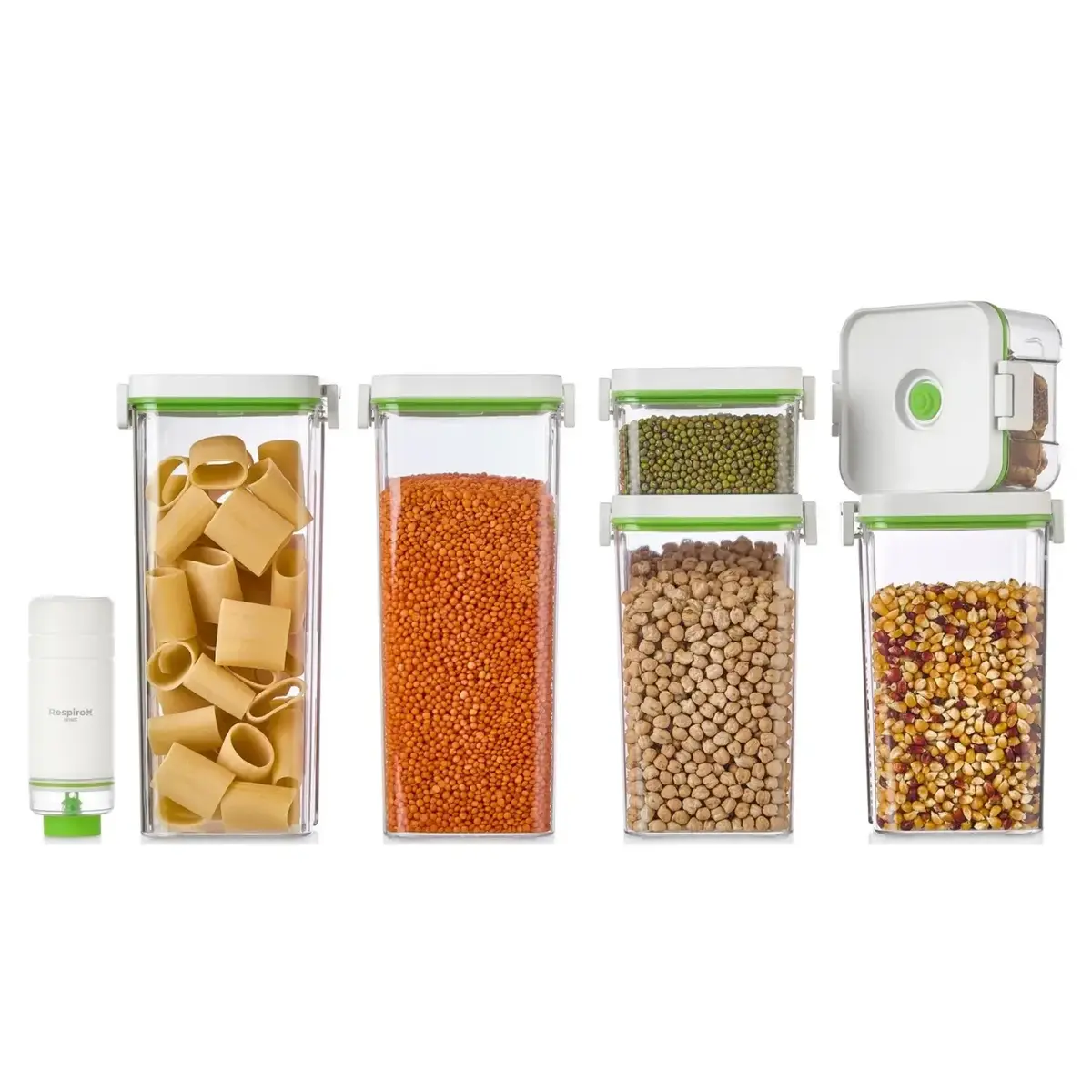 Respiroxhome Vakumlu Saklama Kabı Seti 6lı Şarjlı Otomatik Pompalı