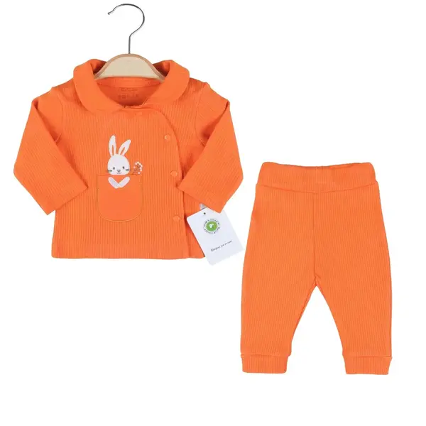 Ciccim Baby 2li Takım Bebe Yaka Çiçekli Tavşan Turuncu