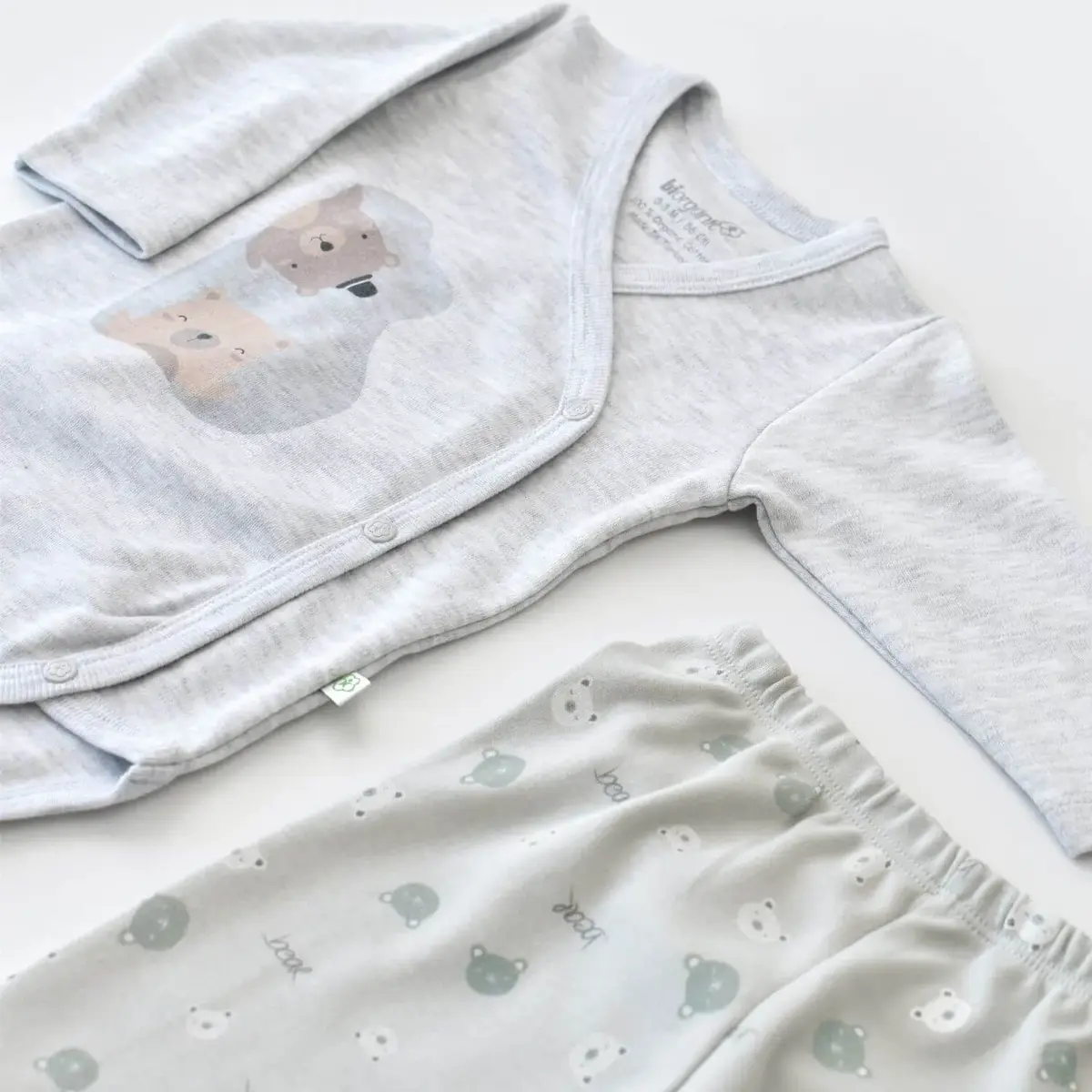 Bibaby Organik Zıbın Takımı Hug Me Bear Kar Melanj