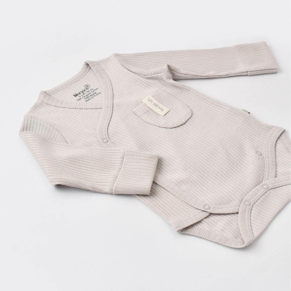 Bibaby Organik Body Kruvaze Eldivenli Soft Modal Gri