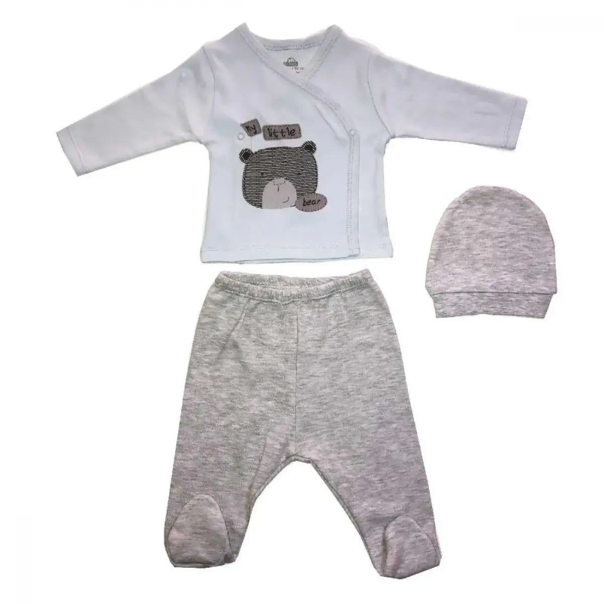 Bibaby Zıbın Takımı 3lü Bimini Lively Bear Mavi - Kar Melanj