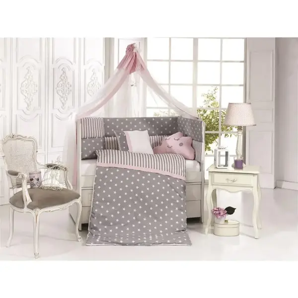 Kanz Softy Bebek Uyku Seti Pembe-Gri 75x130