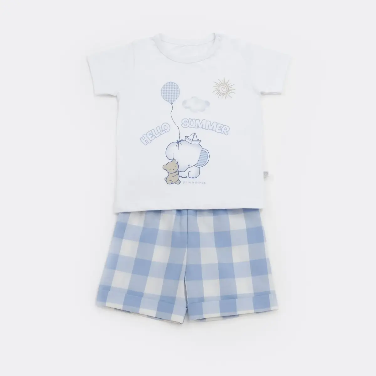 Bibaby 2li Takım Şortlu Mini Elephant Beyaz