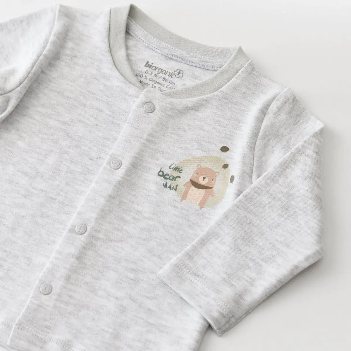 Bibaby Organik Zıbın Takımı Battaniyeli Tüllü Hug Me Bear Kar Melanj