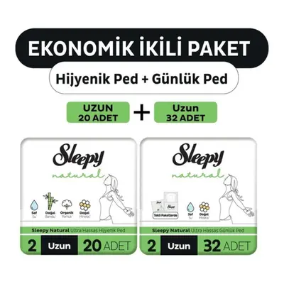 Sleepy Natural Ultra Ped Uzun 20li + Günlük Ped Uzun 32li