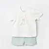 Bibaby Organik 2li Takım Şortlu Pretty Ears Mint - Ekru