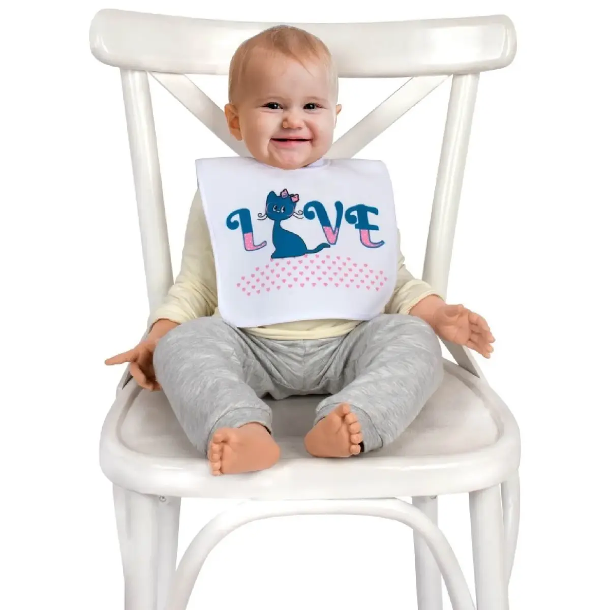 Sevi Bebe Yapışkanlı Havlu Mama Önlüğü Kedi