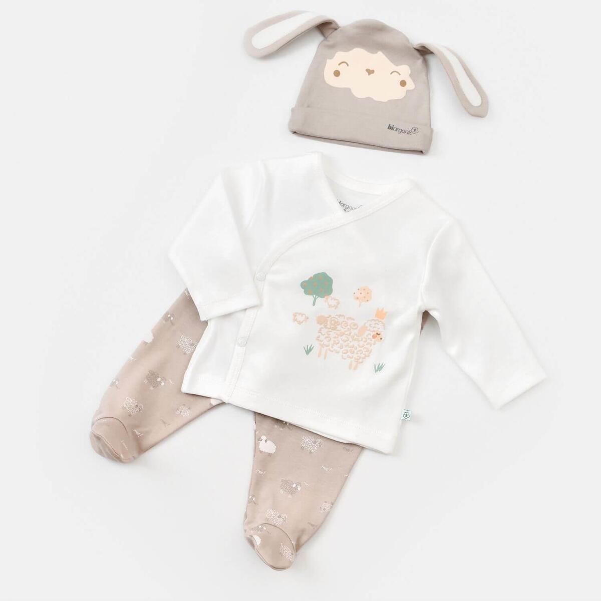 Bibaby Organik Zıbın Takımı 3lü Curly Sheep Ekru