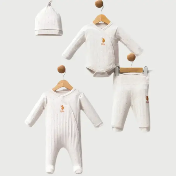U.S. Polo Zıbın Takımı 4lü Ekru