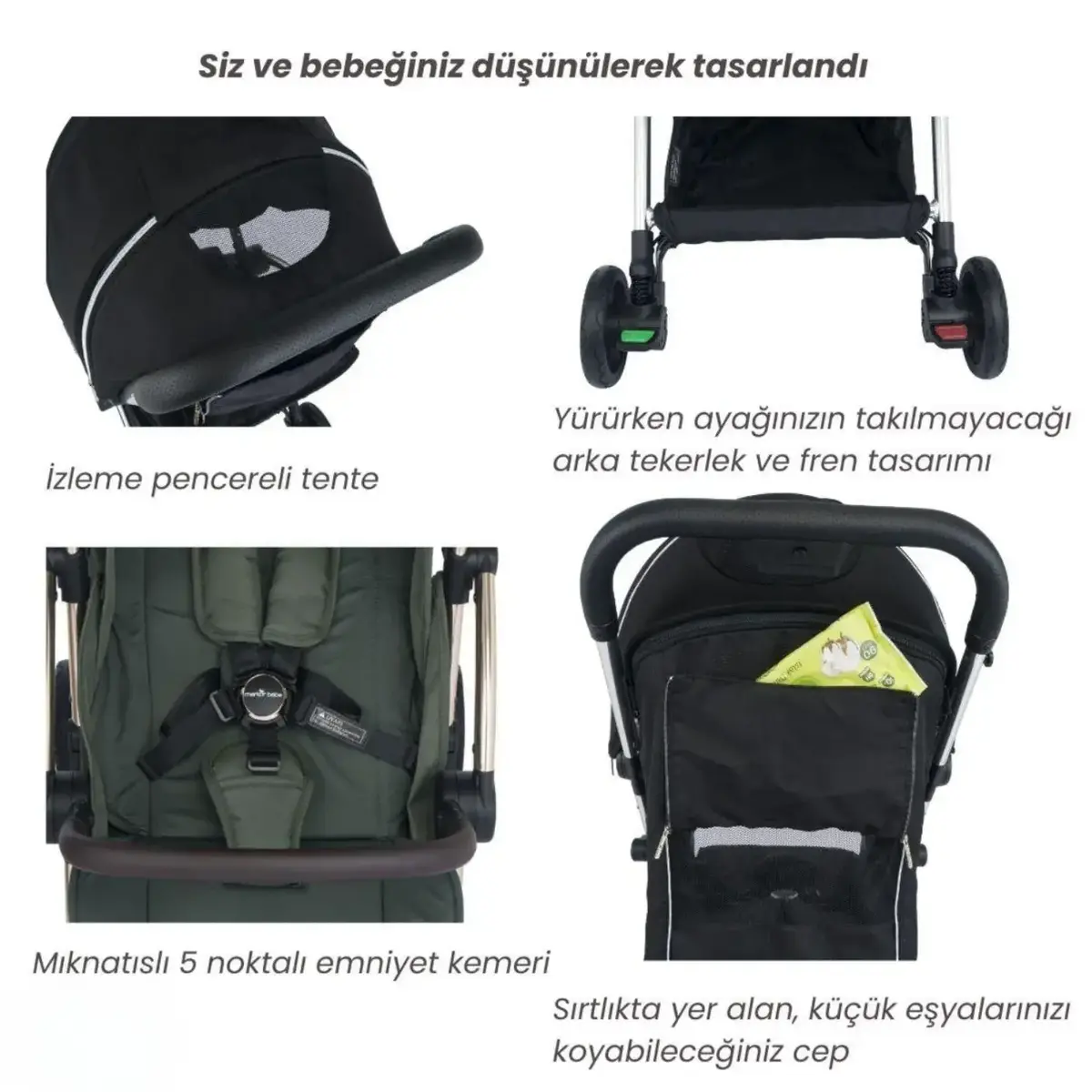 Merkür Bebe Ruby Kabin Bebek Arabası Gri