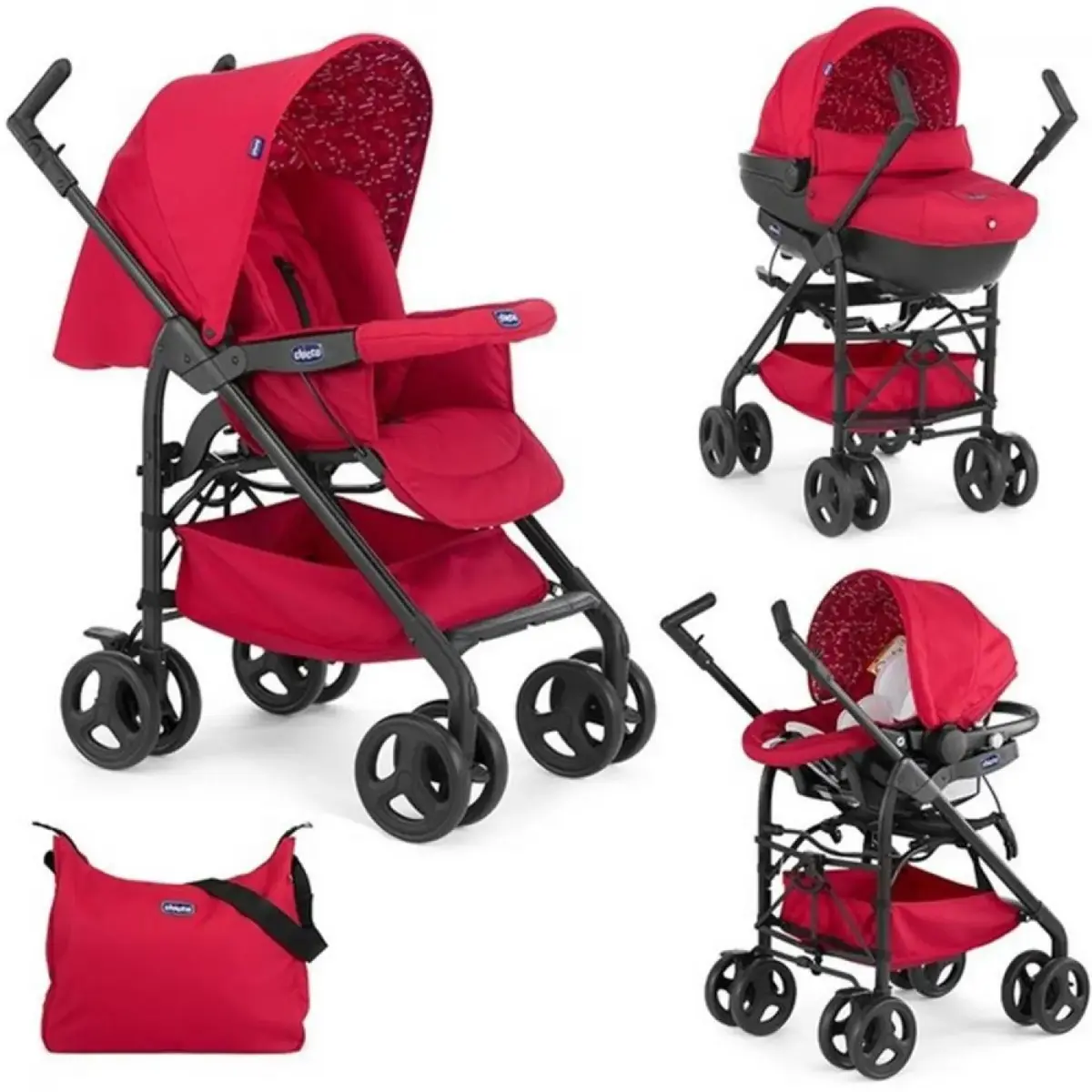 Chicco Trio Sprint Travel Sistem Bebek Arabası Black Scarlet