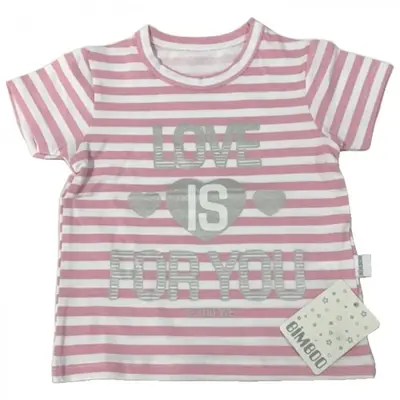 Bibaby T-Shirt Bimboo For You Pembe Çizgili