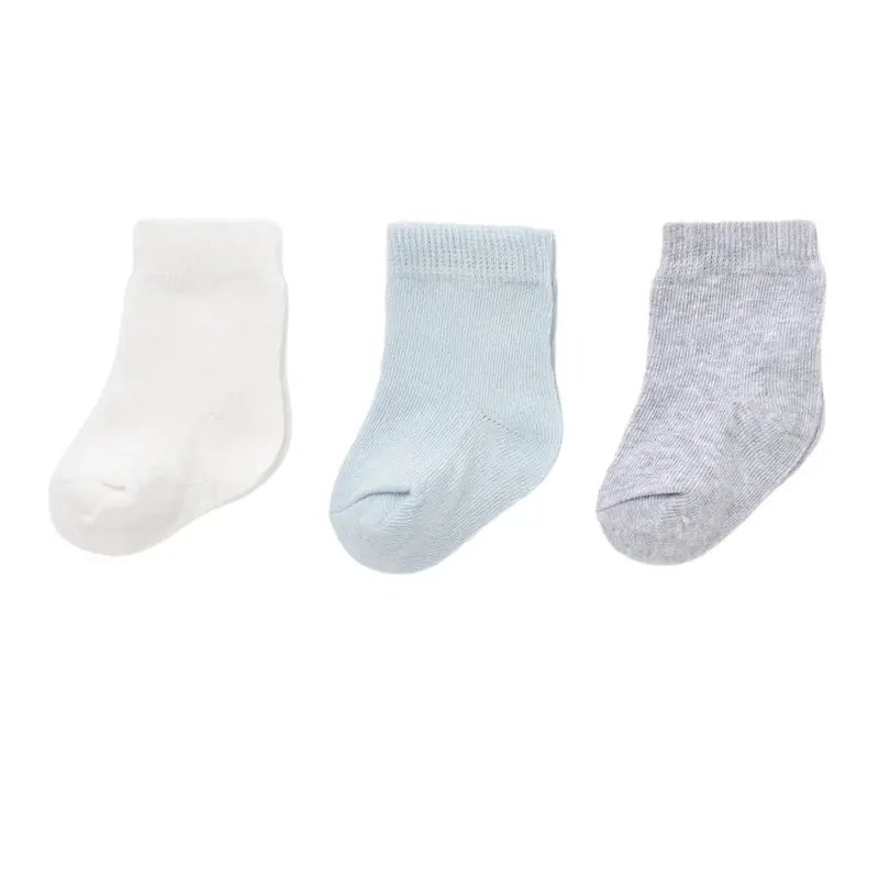 Bibaby Organik Çorap Soket 3lü Basic Mavi - Gri