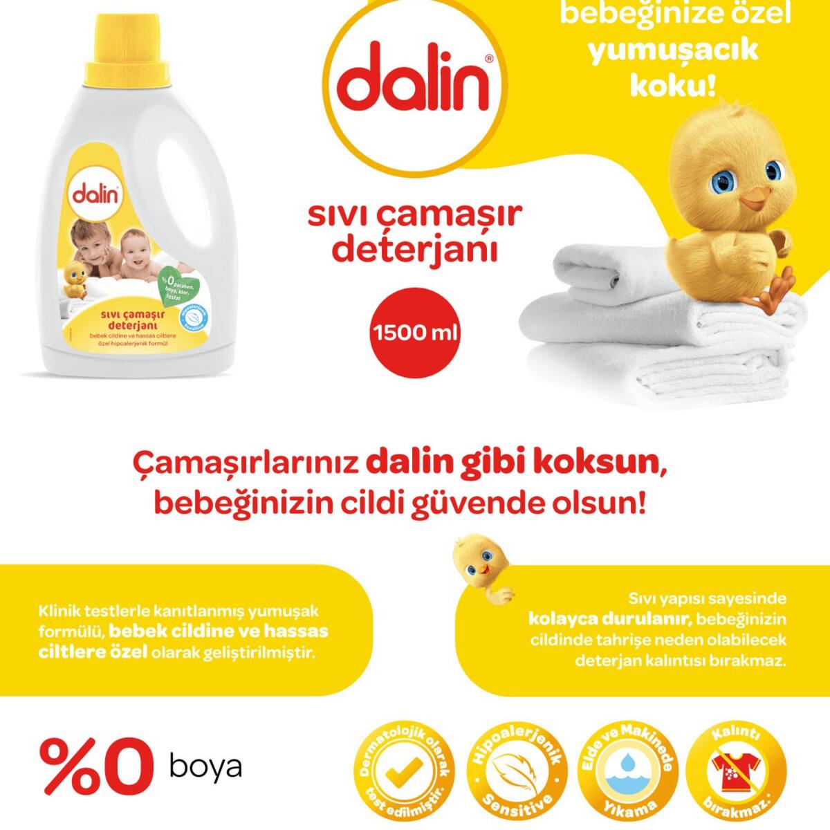 Dalin Sıvı Bebek Çamaşır Deterjanı 1500 ml x 2 Adet