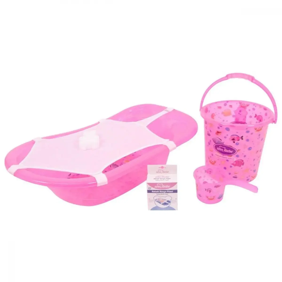 Sevi Bebe Şeffaf Desenli Bebek Banyo Seti 5 Parça Pembe