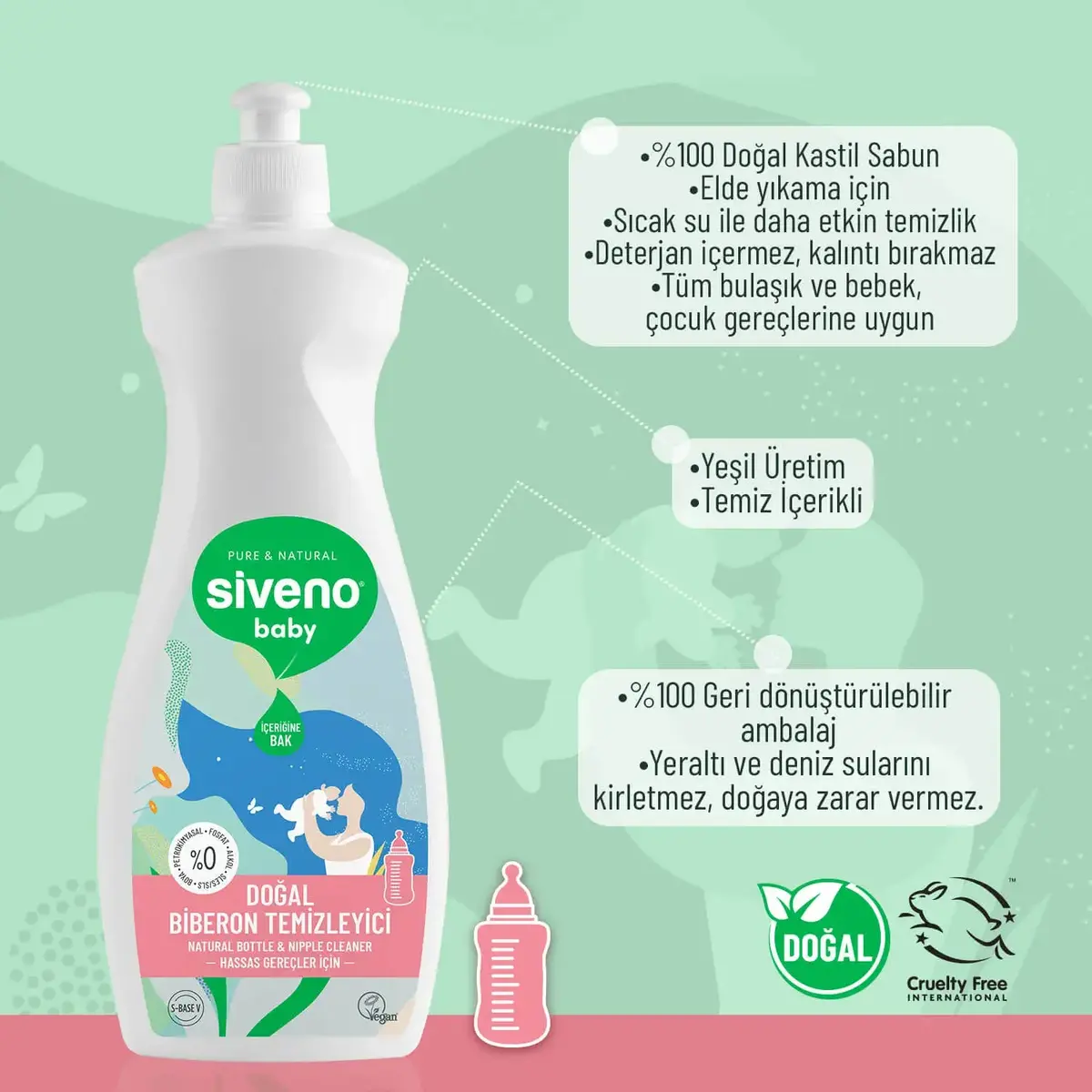 Siveno Doğal Biberon ve Emzik Temizleyici 500 ml