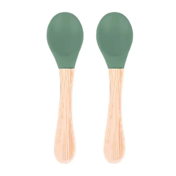 BM Care Bambu Saplı Mama Kaşığı Yeşil 2li