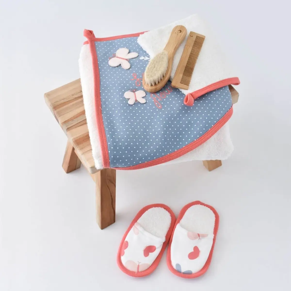 Bibaby Organik Bornoz Takımı Wild Flowers Coral