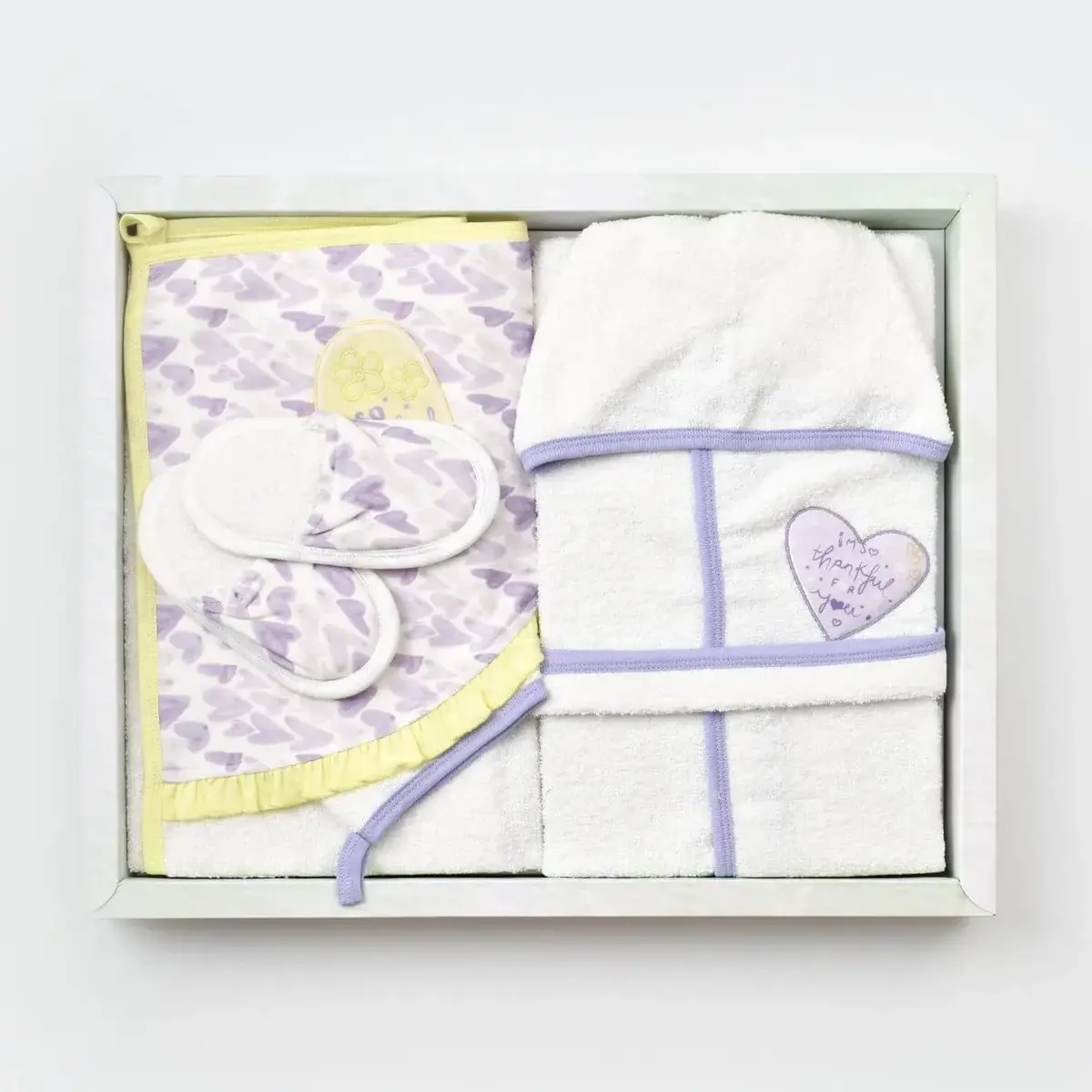Bibaby Organik Havlu Takımı Love You Baby Yellow Lavender