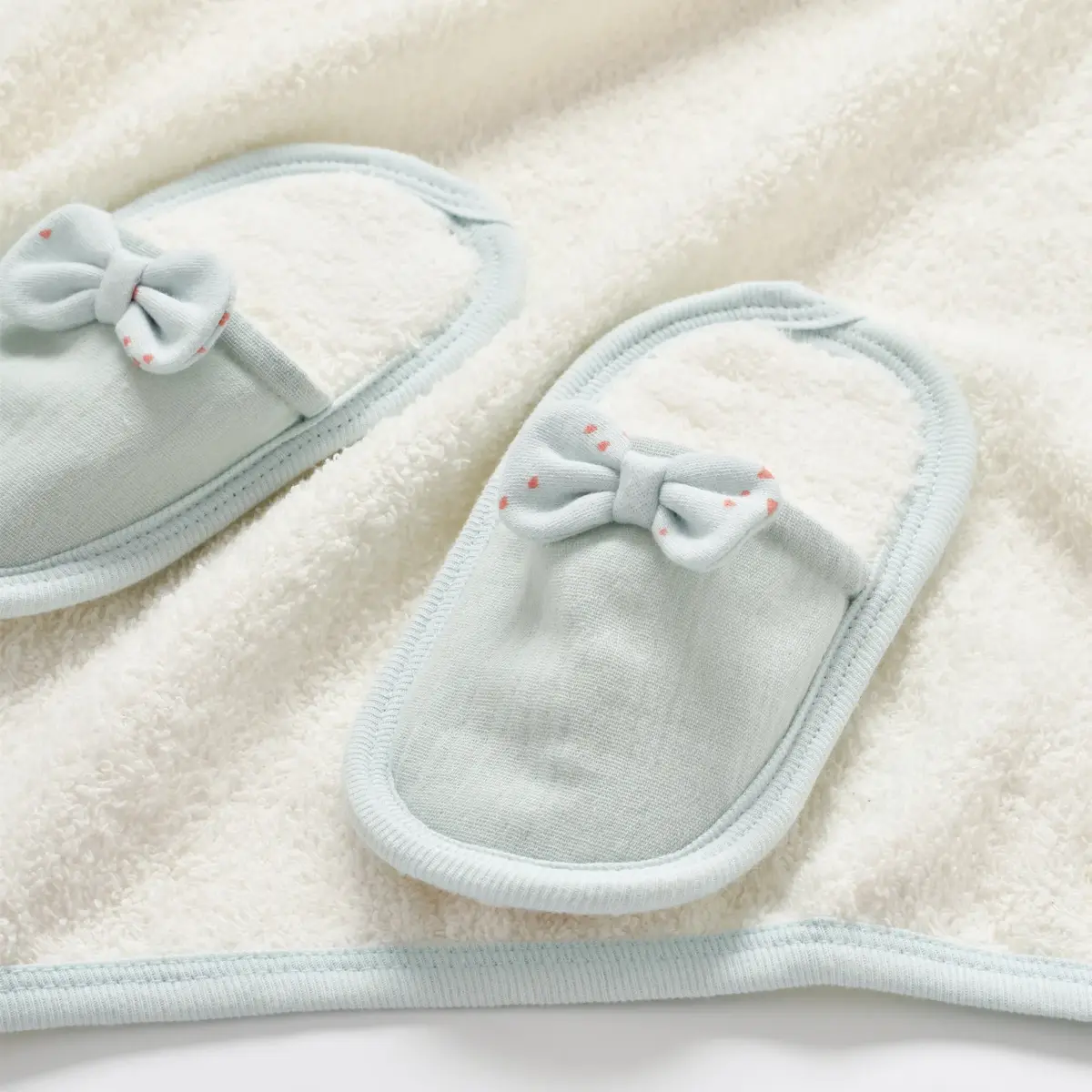 Bibaby Organik Bornoz Takımı Pretty Ears Bunny Mint - Ekru