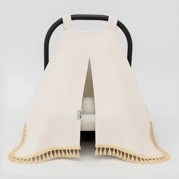 Bistyle Müslin Puset Yüz Örtüsü Püsküllü Ekru