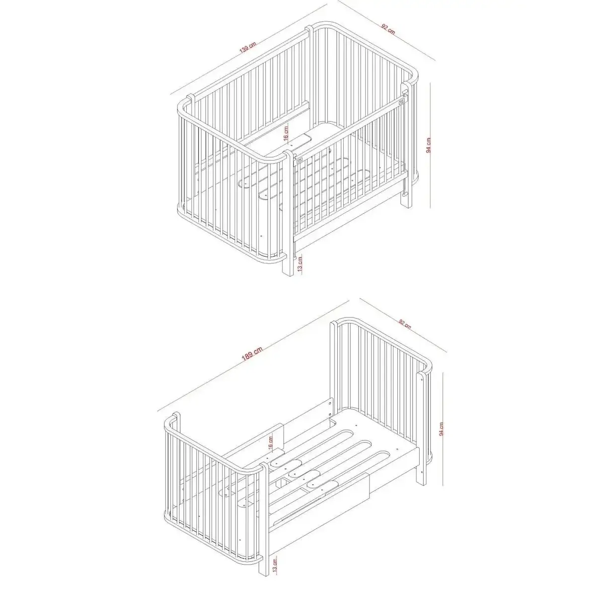 Meltem Kids Bambino Büyüyen Beşik Beyaz - Kuzulu 