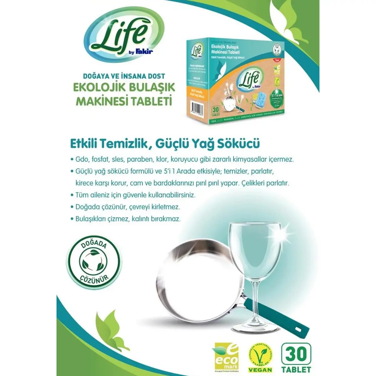 Life by Fakir Ekolojik Vegan Bulaşık Makinesi Tableti 30lu