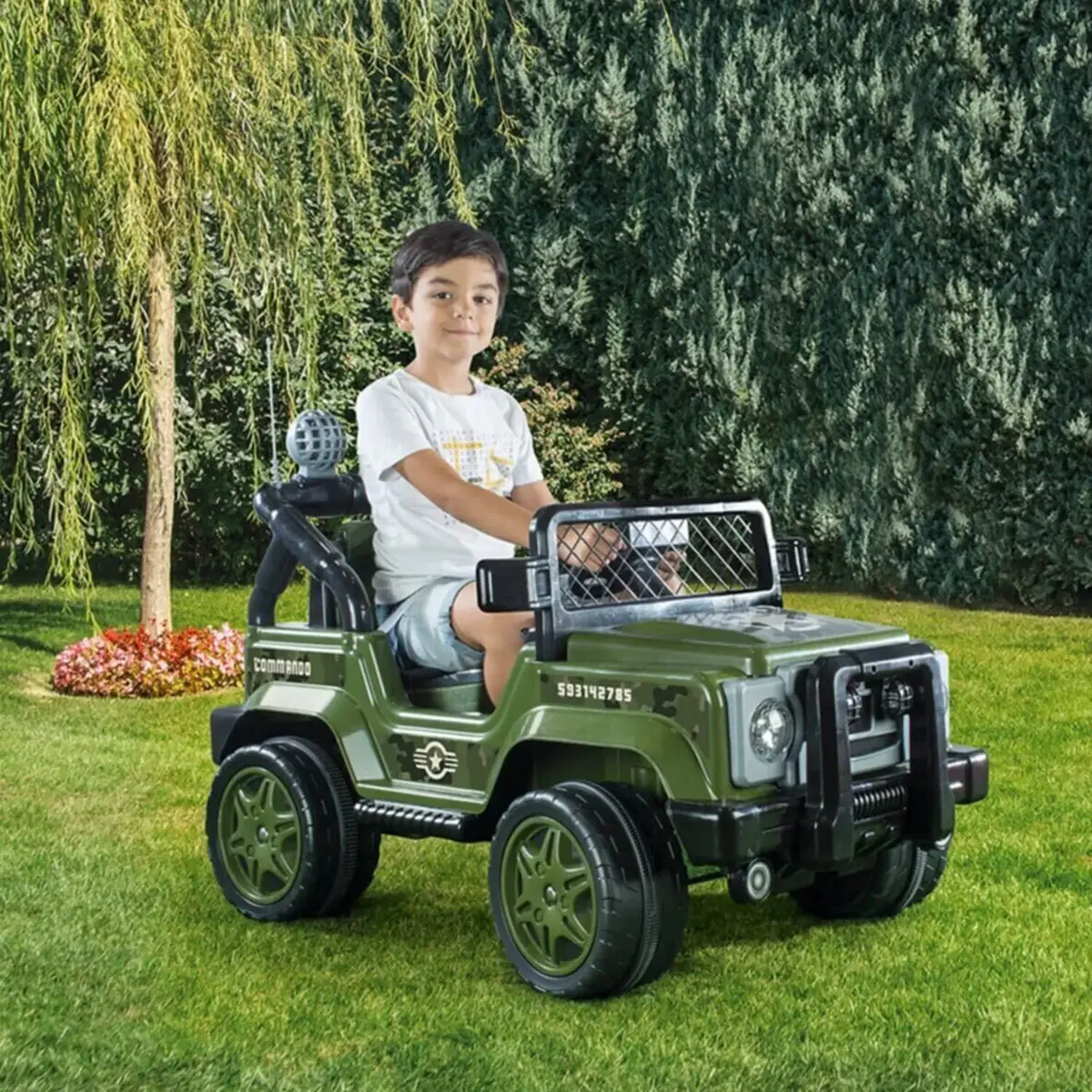 Dolu Commando Akülü Araba Jeep Uzaktan Kumandalı Yeşil 12 Volt