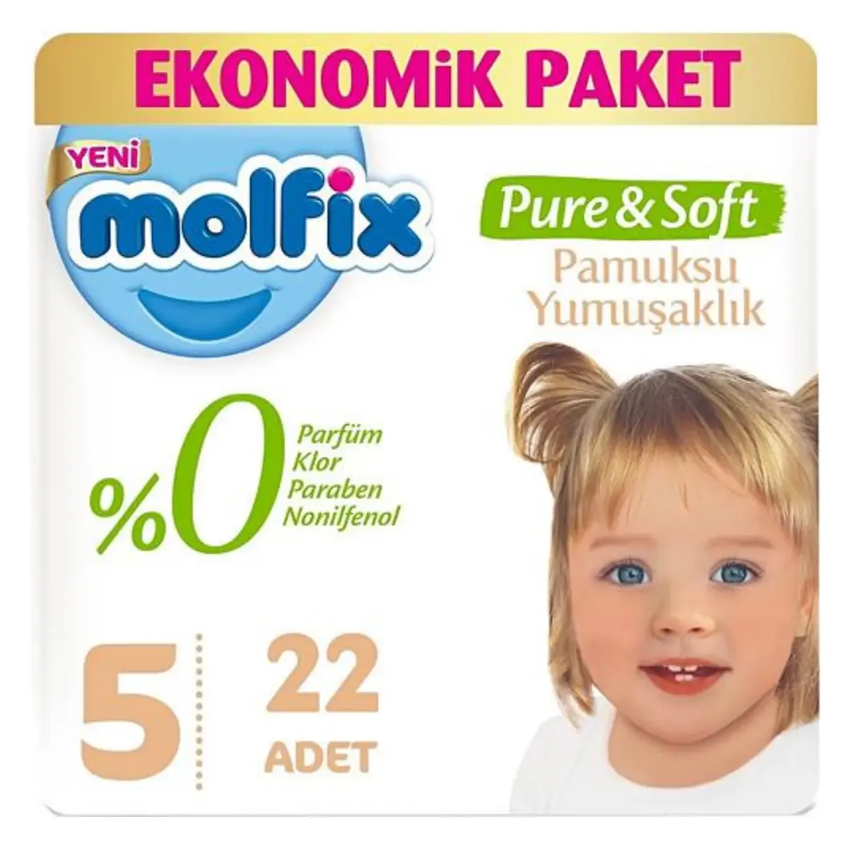 Molfix Pure&Soft Bebek Bezi 5 Beden Junior 22li Eko Paket