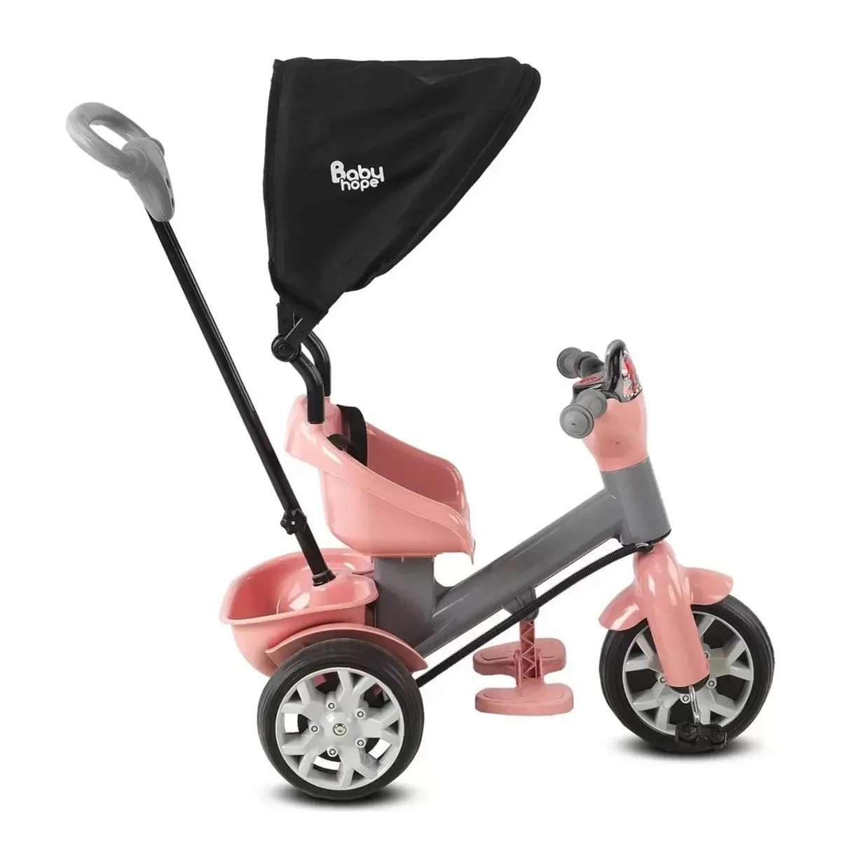 Babyhope Bobo Tenteli İtmeli Bisiklet Pembe-Gri