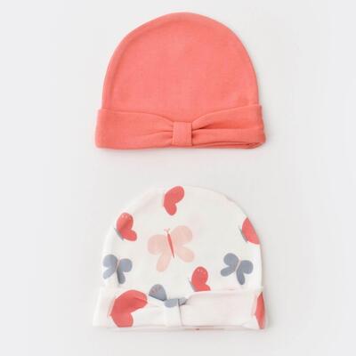 Bibaby Organik Şapka 2li Wild Flowers Coral